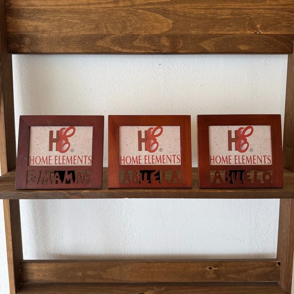 3pc Home Elements Mama Abuela Abuelo Wooden Picture Frames Family Photo Set